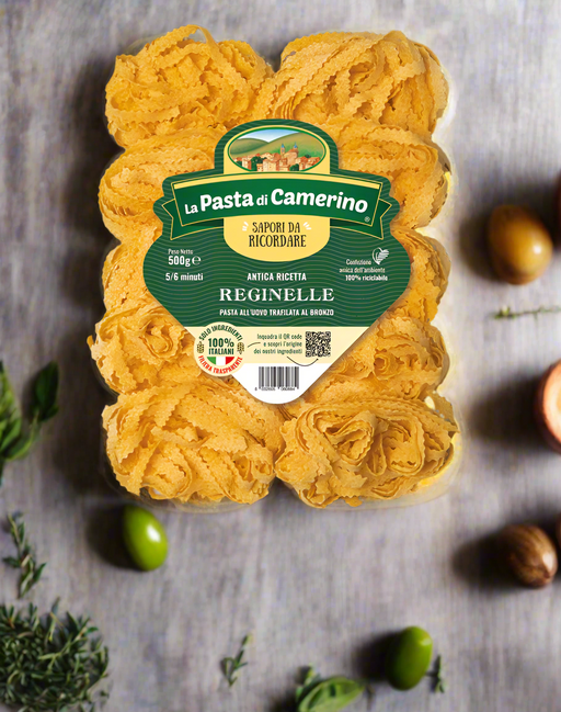 La Pasta di Camerino EGG REGINELLE 500G. BRONZE-DRIED EGG PASTA. La Pasta di Camerino