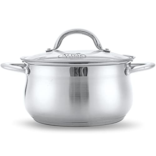 Alpine Cuisine Dutch Oven Belly Shape 6.5Qt - Stainless Steel Dutch Oven  Pot with Lid, Stove Top Cookware for Healthy Cooking, Comfortable Handles