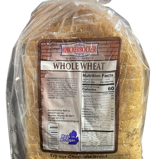 Knickerbocker Whole Wheat Bread 16oz. Whole Wheat Bread Knickerbocker Bakery   